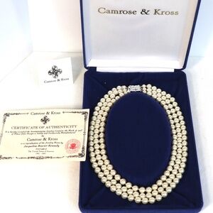 NIB Camrose & Kross JBK 3 row pearl necklace